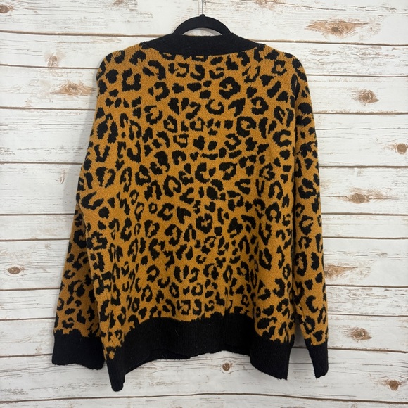 POL Black Brown Animal Print Chunky Cardigan Sweater - Picture 2 of 6